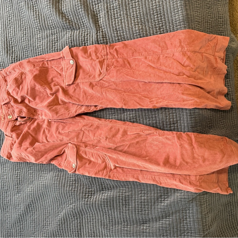 Pink Wide-Leg Corduroy Pants